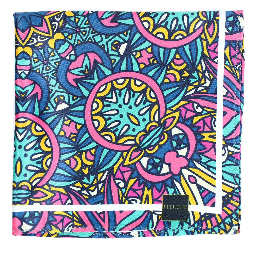 Peluche Ferocious Finesse Array Multicolor Pocket Square for Men (14X14 inches)