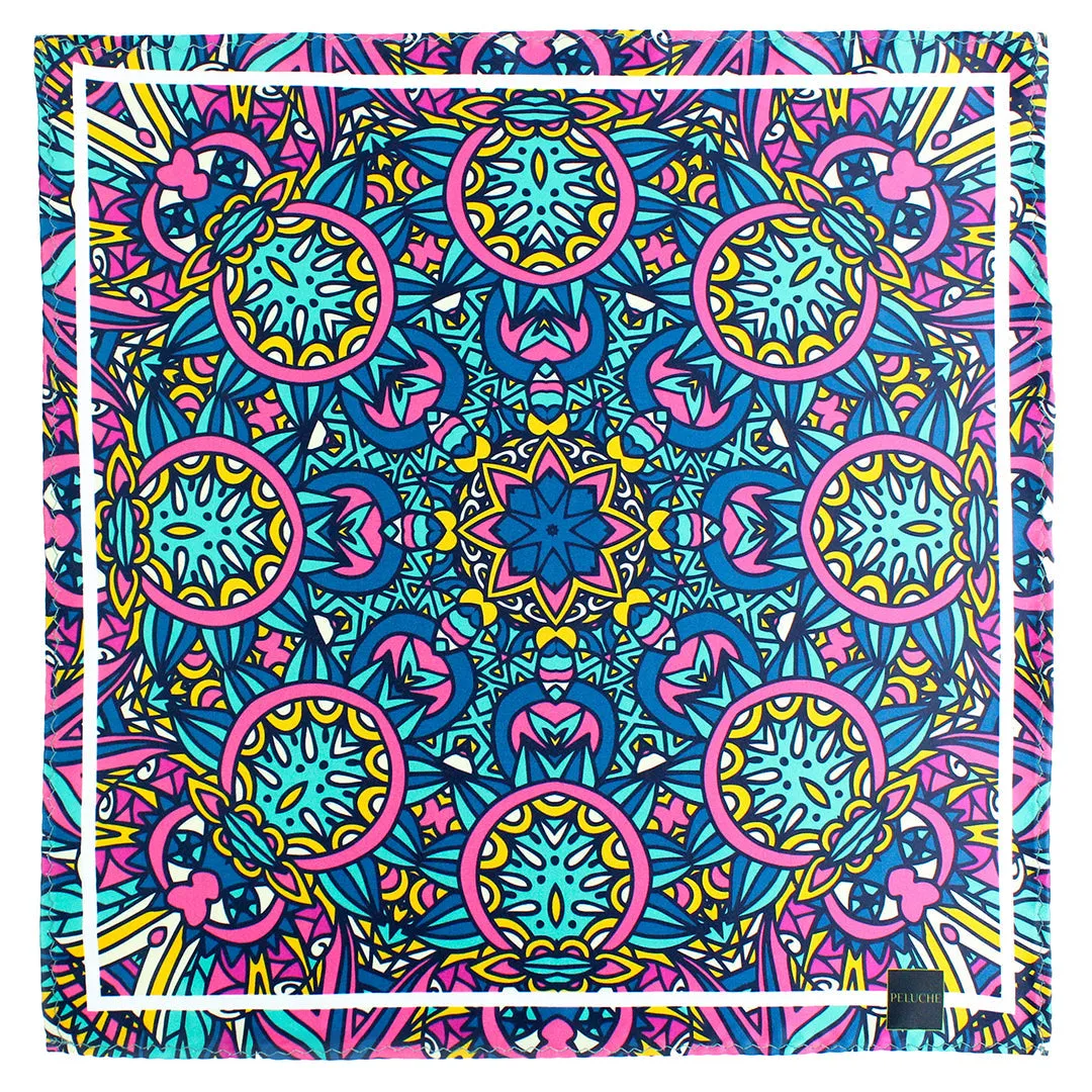 Peluche Ferocious Finesse Array Multicolor Pocket Square for Men (14X14 inches)