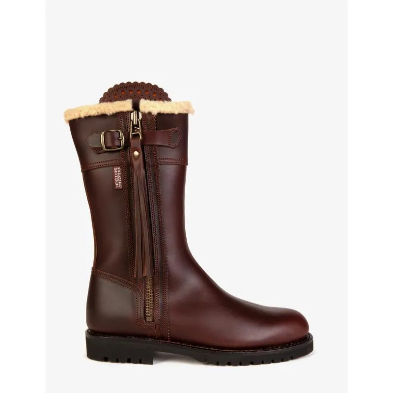 Penelope Chilvers Midcalf Tassel Ladies Shearling Lined Boot - Conker