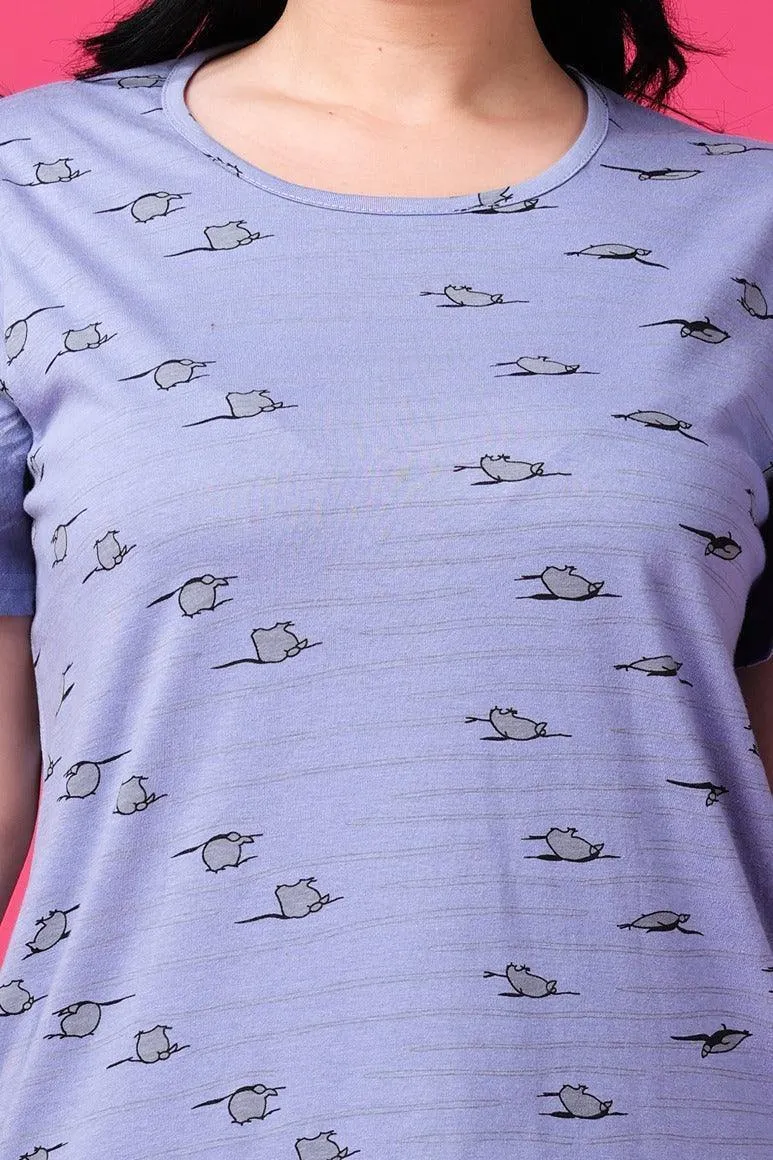 Penguin Printed Long T-shirt Dress