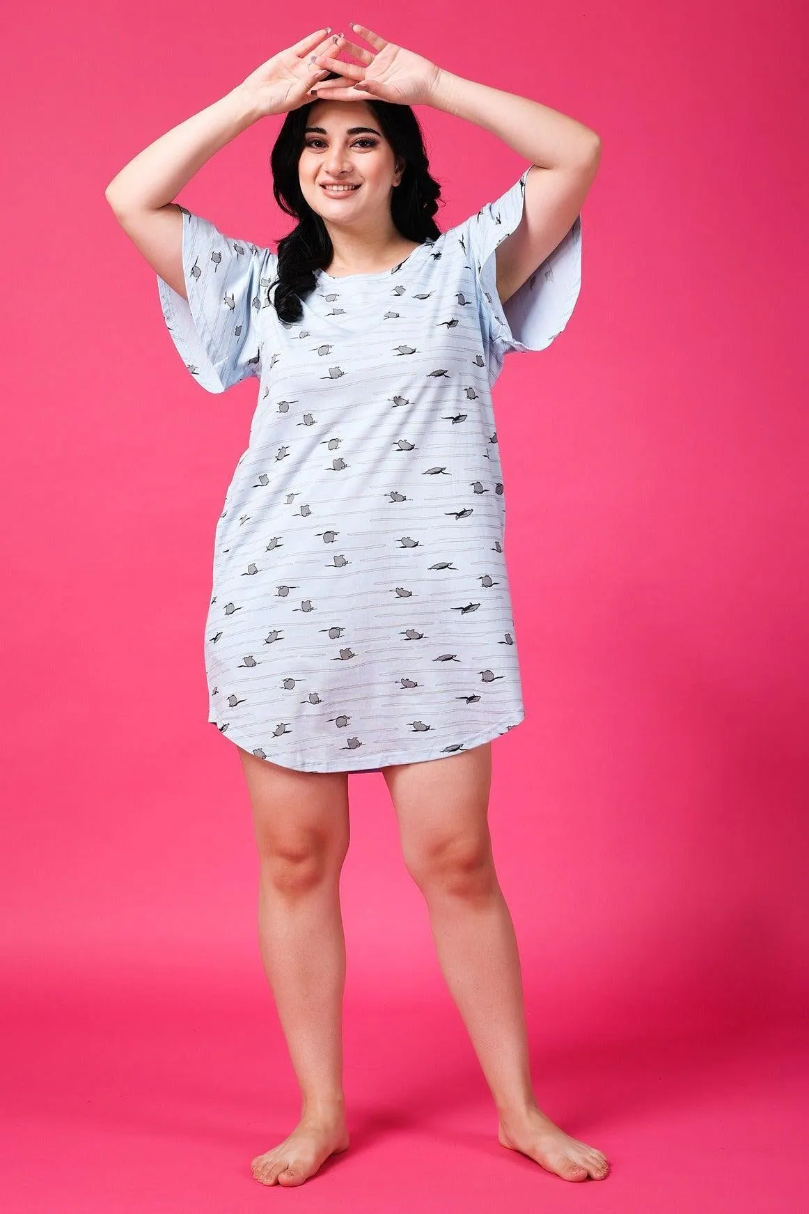 Penguin Printed Long T-shirt Dress