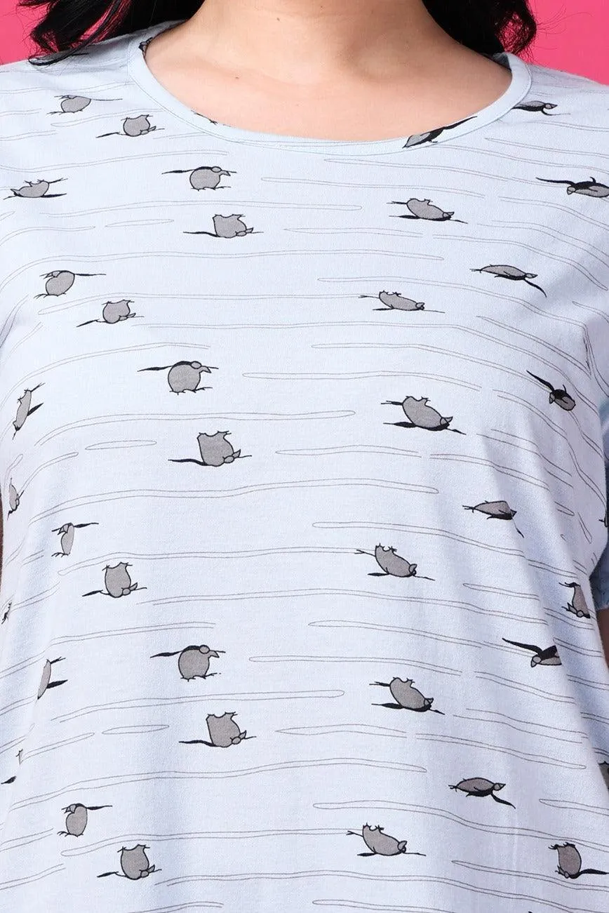 Penguin Printed Long T-shirt Dress