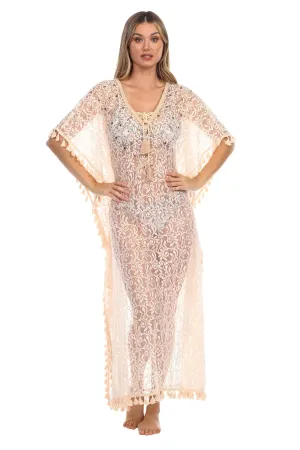 Perfect Fit sheer long lace kaftan cover up
