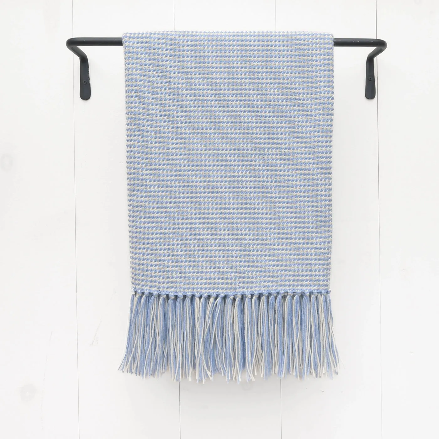 Periwinkle Blue Houndstooth Handwoven Alpaca Throw