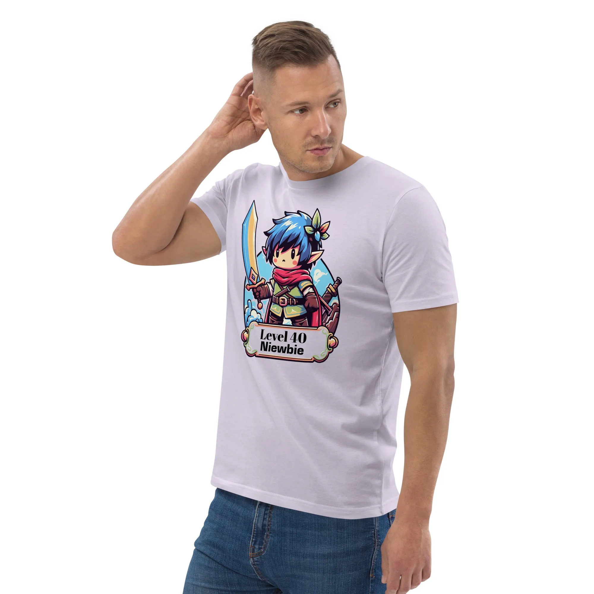 Personalize it! Organic Cotton T-shirt Birthday Level 40 Newbie