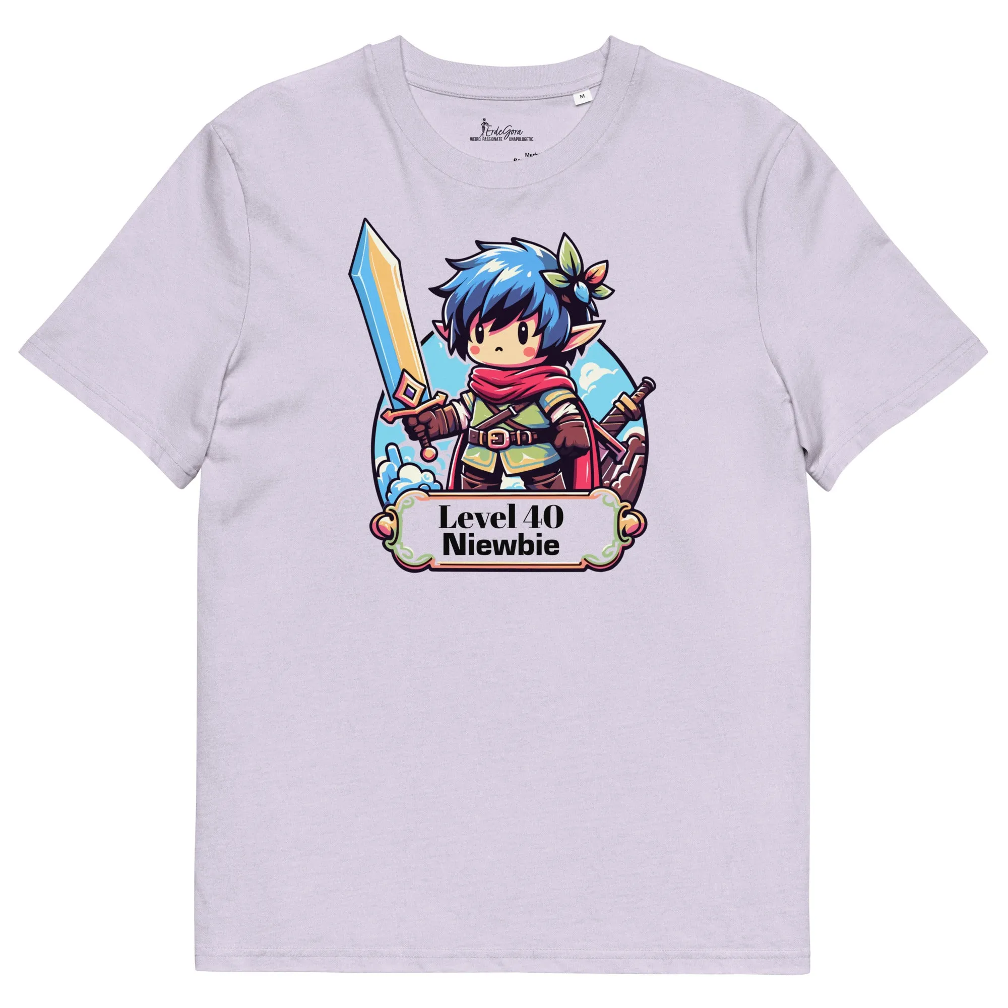 Personalize it! Organic Cotton T-shirt Birthday Level 40 Newbie