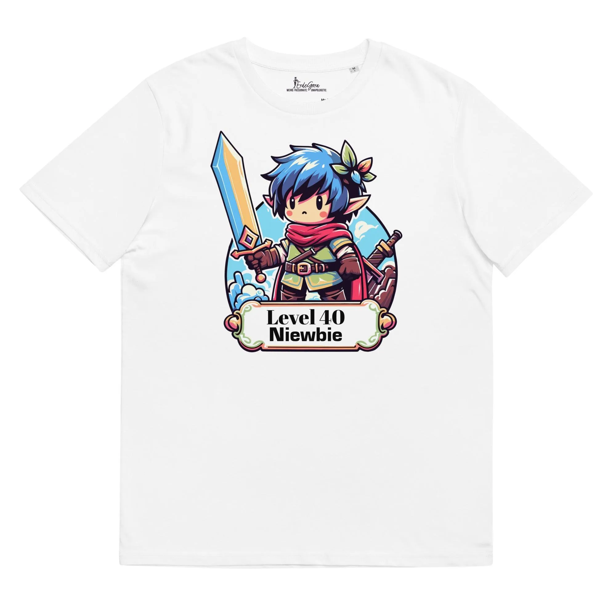 Personalize it! Organic Cotton T-shirt Birthday Level 40 Newbie