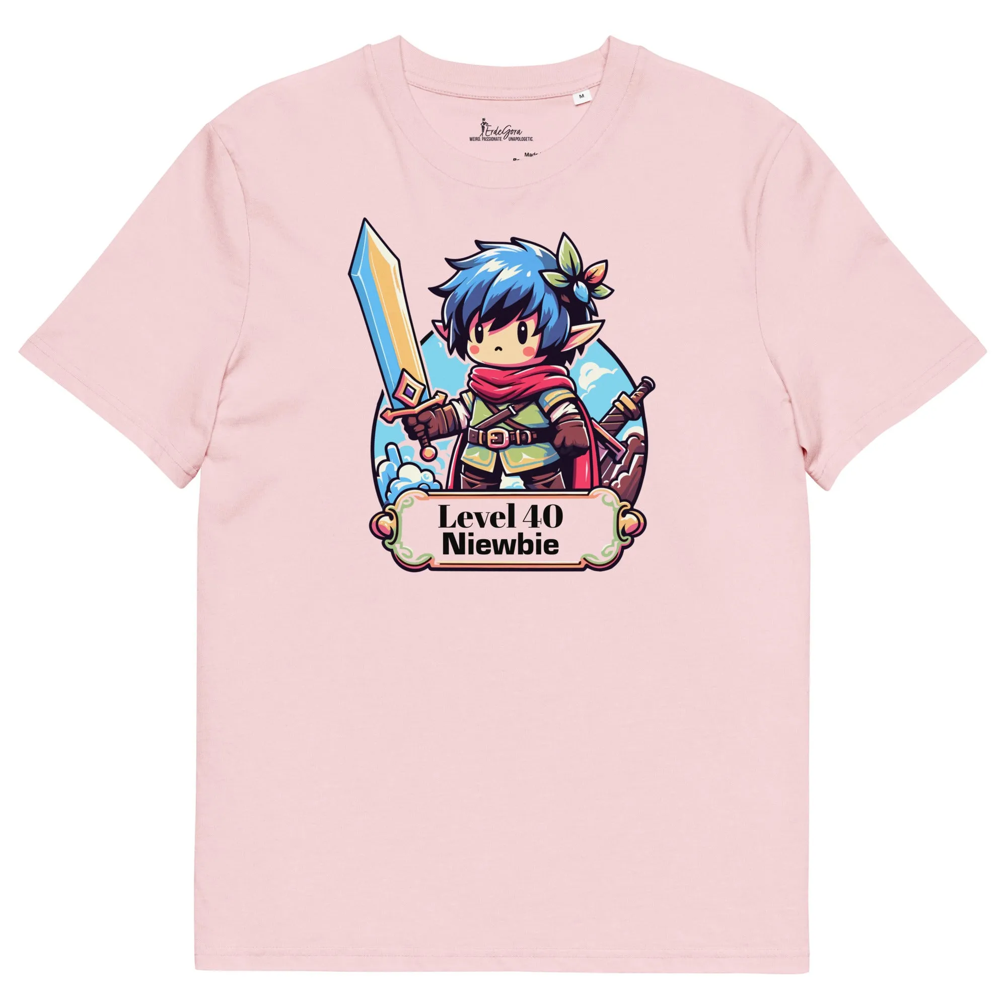 Personalize it! Organic Cotton T-shirt Birthday Level 40 Newbie