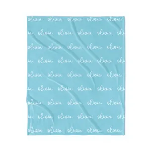 PERSONALIZED NAME BLANKET - SCRIPT FONT - TROPICAL BLUE