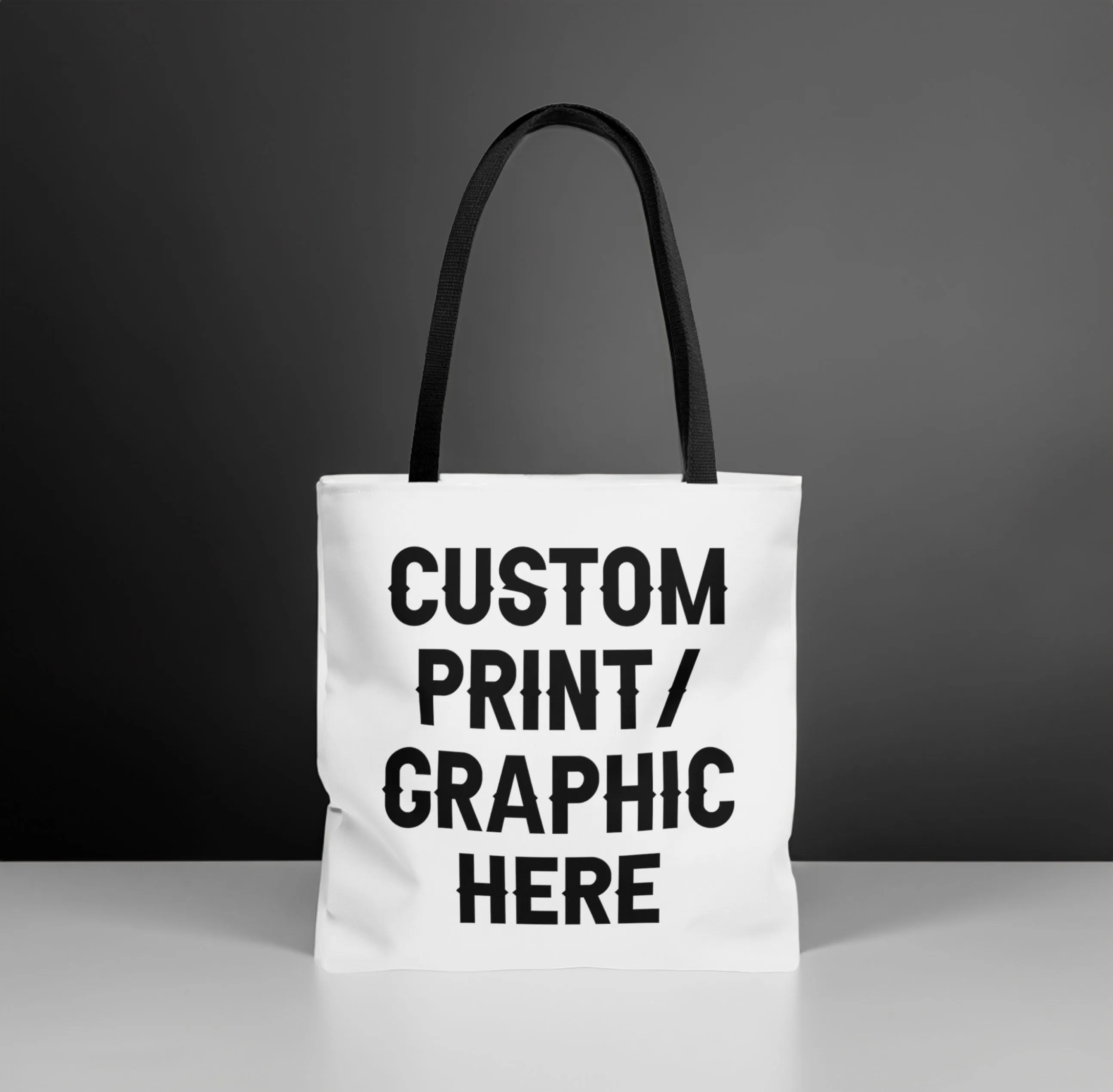 Personalized Vintage Black Handle Canvas Tote Bag