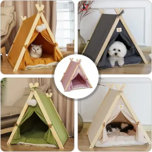 Pet Indoor Teepee with Soft Cushion and Cooling mat( All-season)