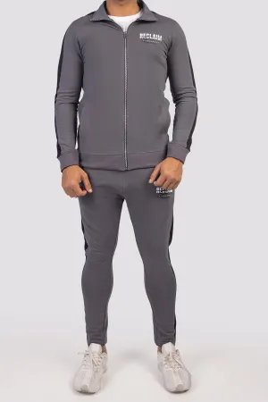 Pewter Grey Panelled Zipper Jacket - W23 - MJ0011R