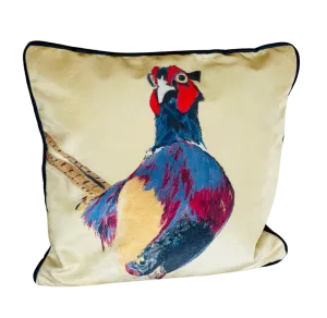 Phil the Pheasant Velvet Cushion Cover