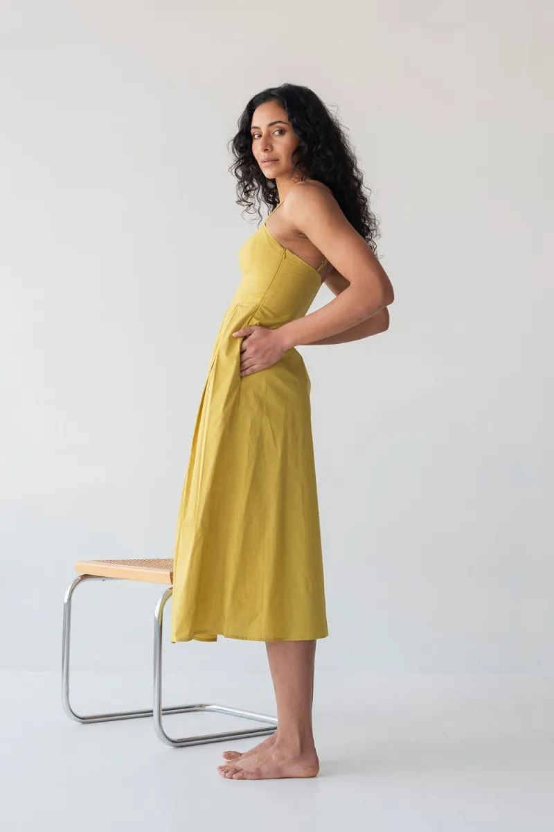 Picnic Fit and Flare Dress in Chartreuse