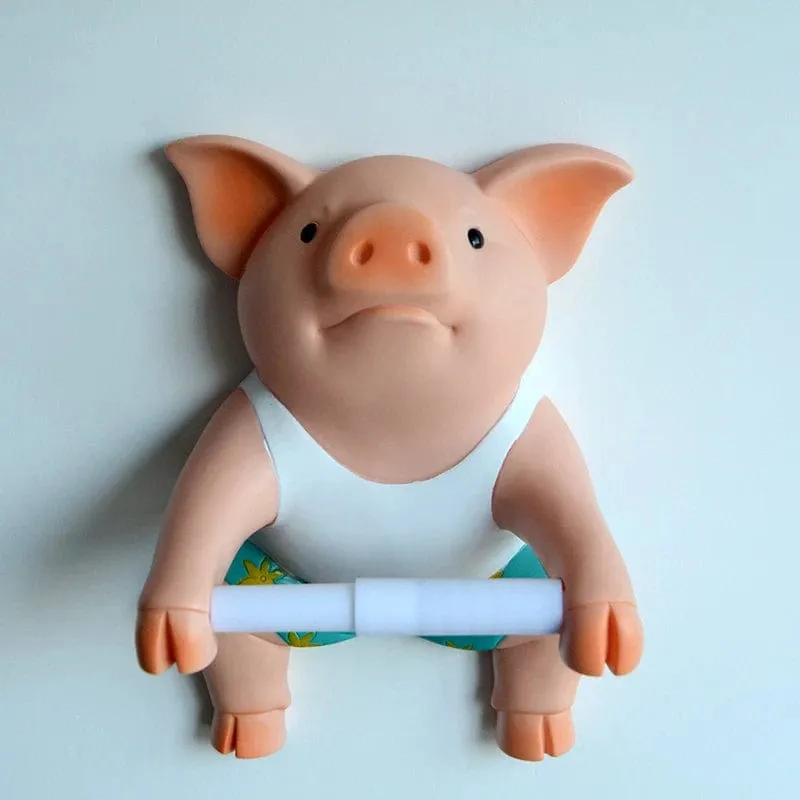 Pig Style Bathroom Toilet Paper Holder Wall Mounted