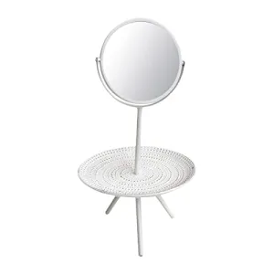 Pinakine Tabletop Vanity Mirror with Wood Storage Tray Women Gift for Dresser Bedroom White|Health & Beauty | Makeup | Makeup Tools & Accessories | Makeup Mirrors(53088076PNK)