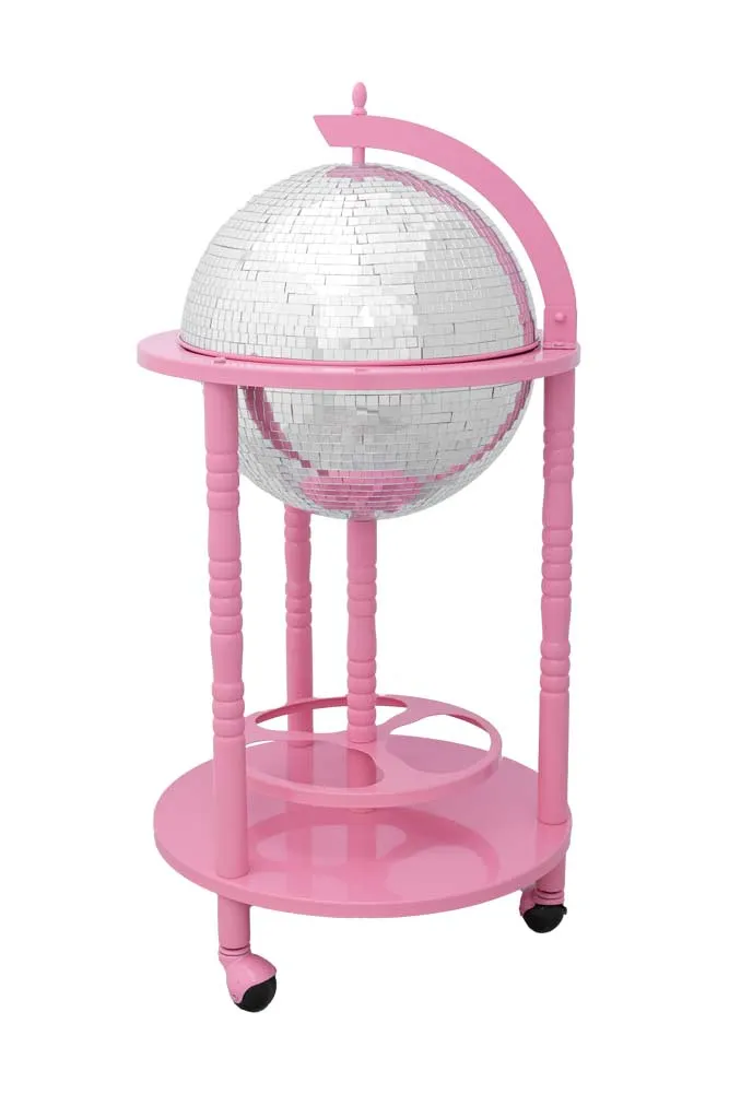 Pink & Silver Disco Ball Drinks Trolley Cart