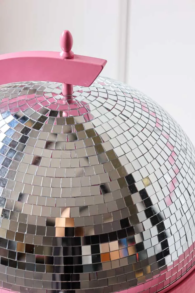 Pink & Silver Disco Ball Drinks Trolley Cart