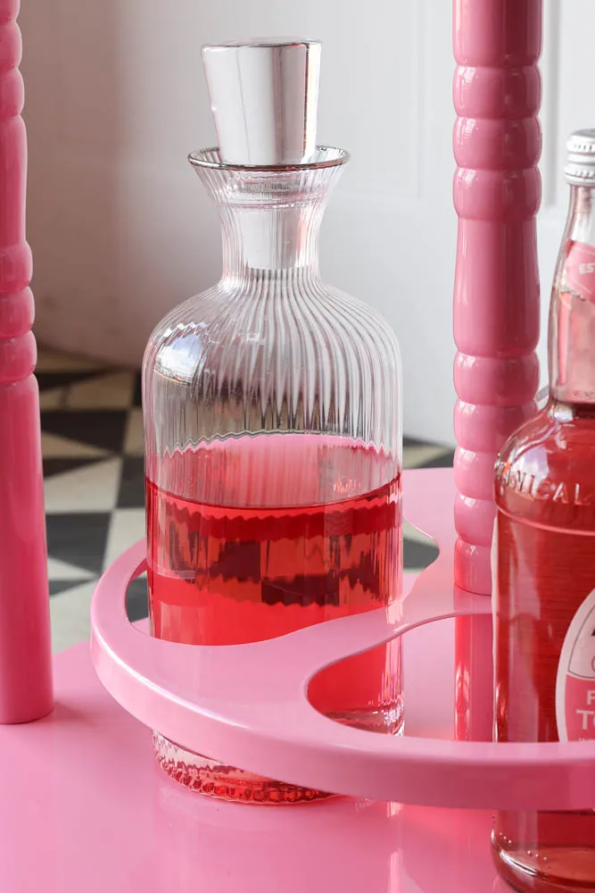 Pink & Silver Disco Ball Drinks Trolley Cart
