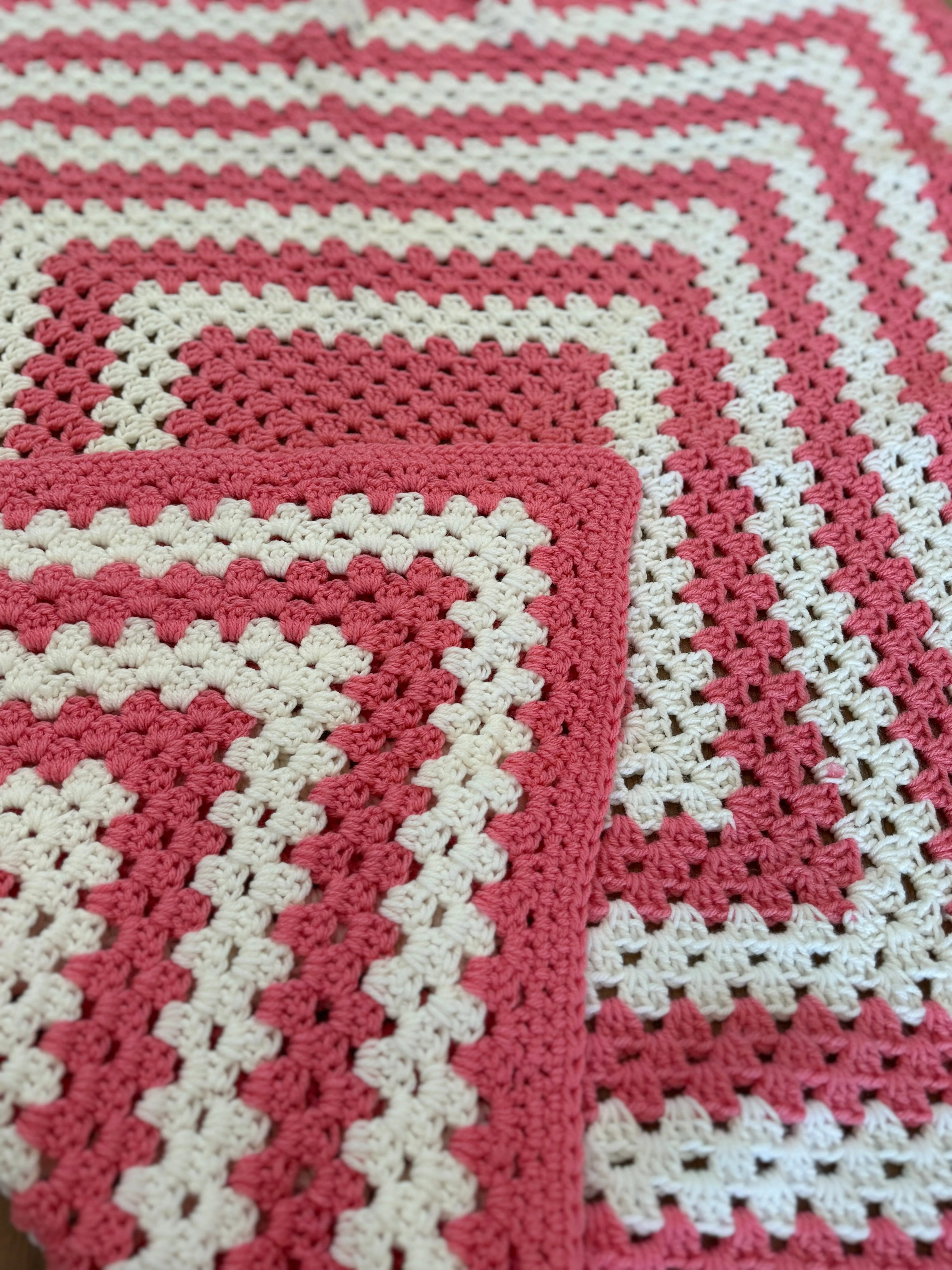 Pink & White Afghan 47x44”