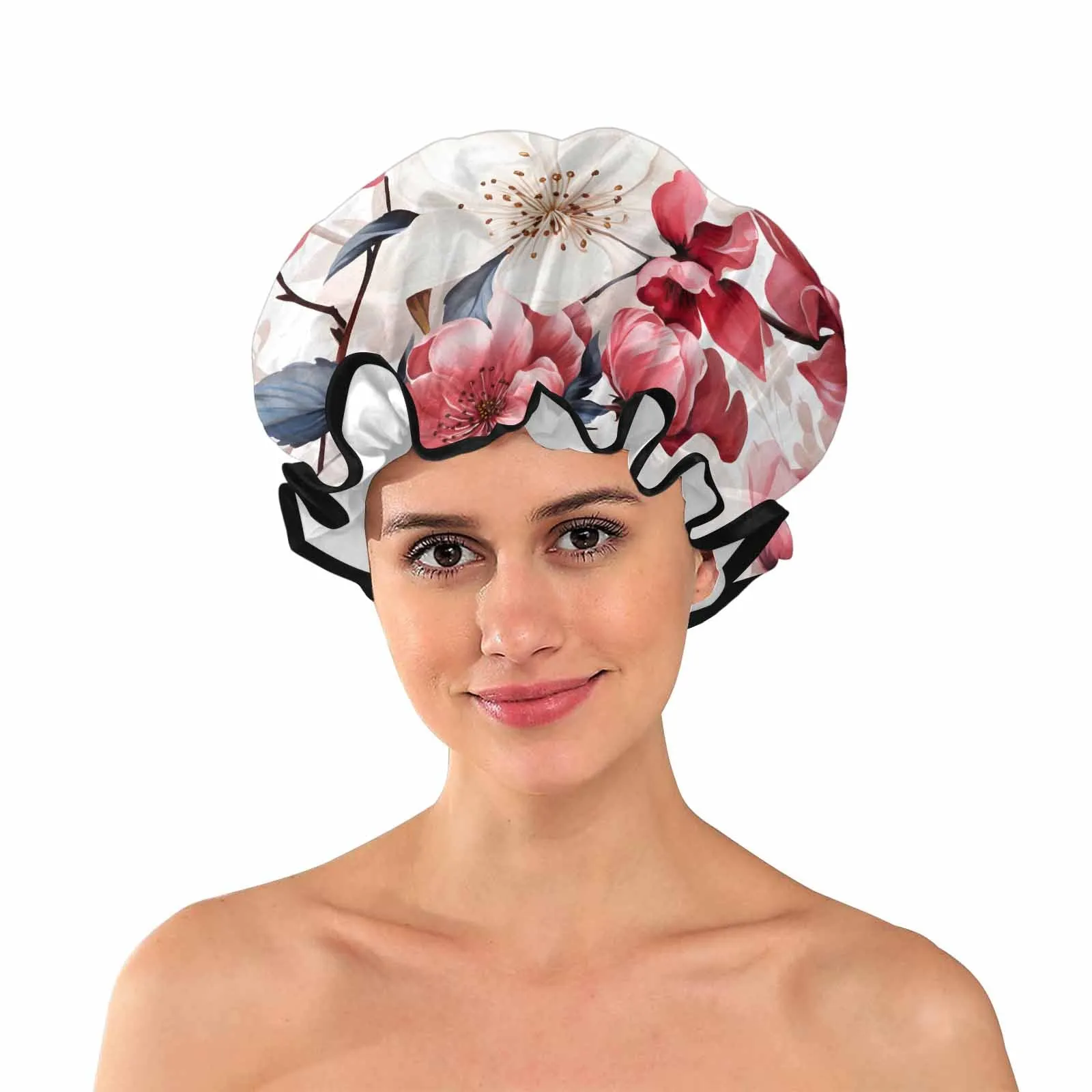 Pink Floral  Shower Cap