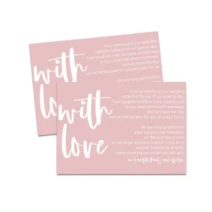 Pink Majesty Wedding Reception Thank You Cards (25 Pack) With Love and Gratitude from the Newlyweds, 4x6 Set