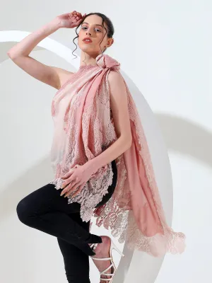 Pink Ombre Shawl with Lace, ideal lace shawl