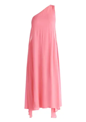 Pink One Shoulder Flowy Dress