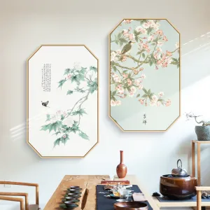 Pink Oriental Wall Art With Floating Frame