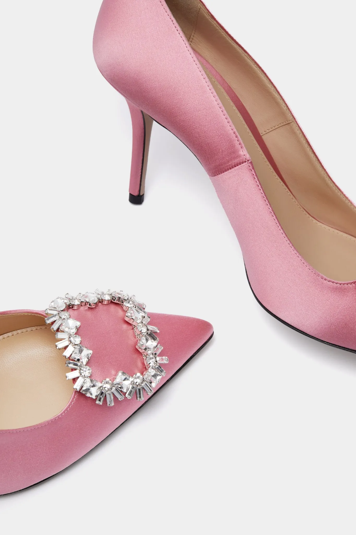 Pink Sofia Satin Heels