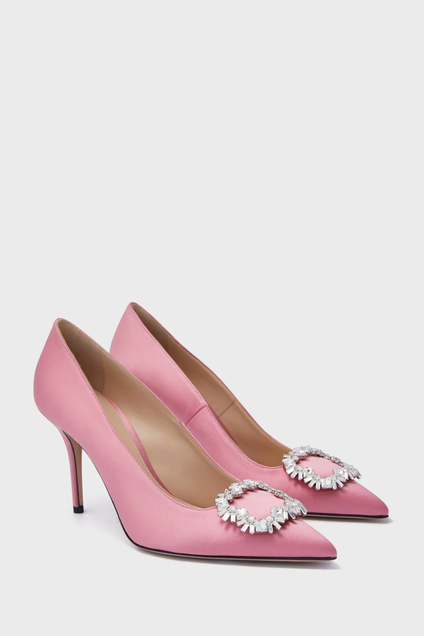 Pink Sofia Satin Heels