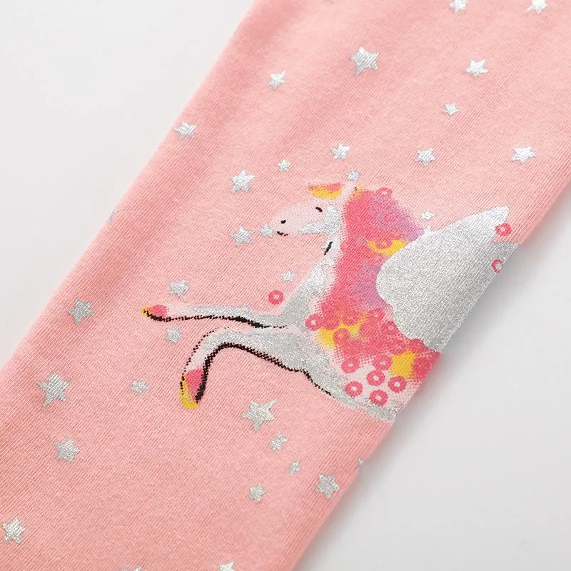 Pink Unicorn Print Leggings for Toddler Girls