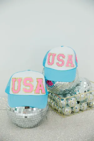 PINK USA TRUCKER HAT