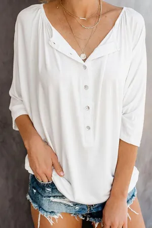 Plain Button Up Casual Blouse