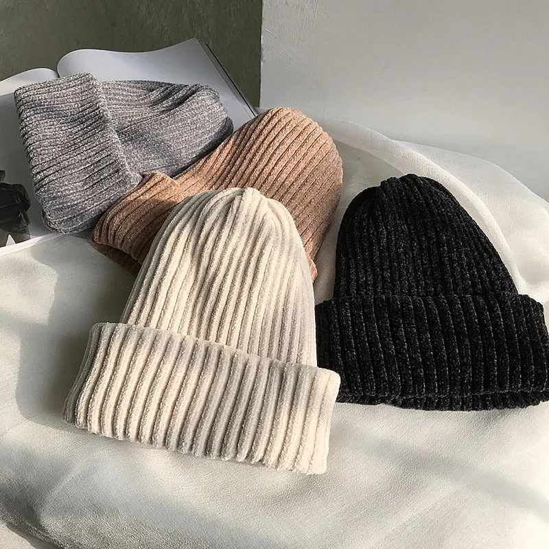 Plain Solid Colored Outdoor Leisure Knitted Beanie Hats