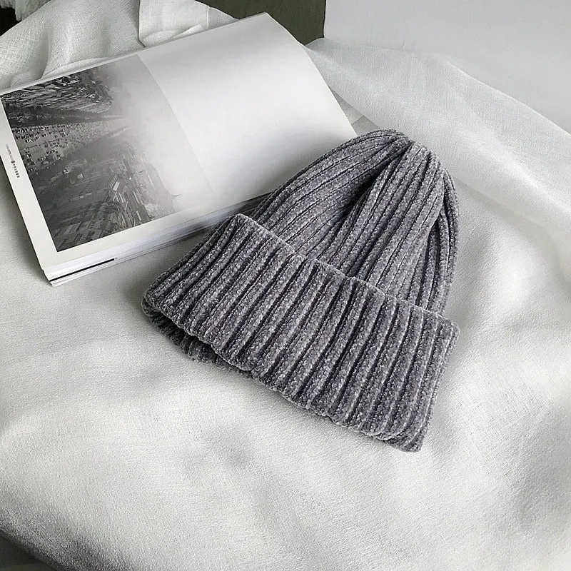 Plain Solid Colored Outdoor Leisure Knitted Beanie Hats