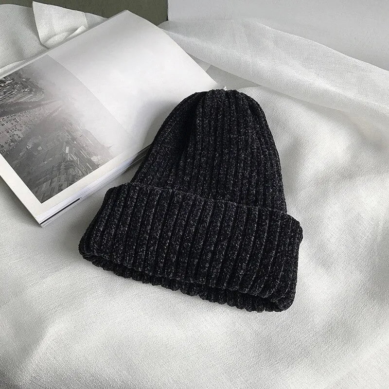 Plain Solid Colored Outdoor Leisure Knitted Beanie Hats