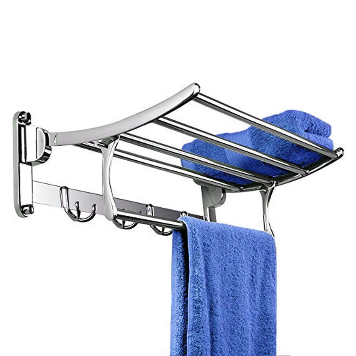 Plantex 24 Inches Stainless Steel Folding Towel Rack with Premium Glass Shelf/Bathroom Shelf Corner (9 X 9 Inches) - Pack of 3