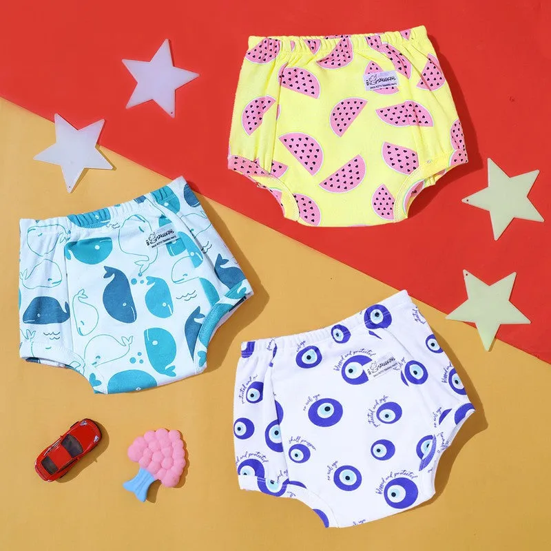 Playtime Trio Size 3 - Snug Potty Training Pull-up Pants Kids 100% Cotton (Fits 3-4 years) - Pack of 18