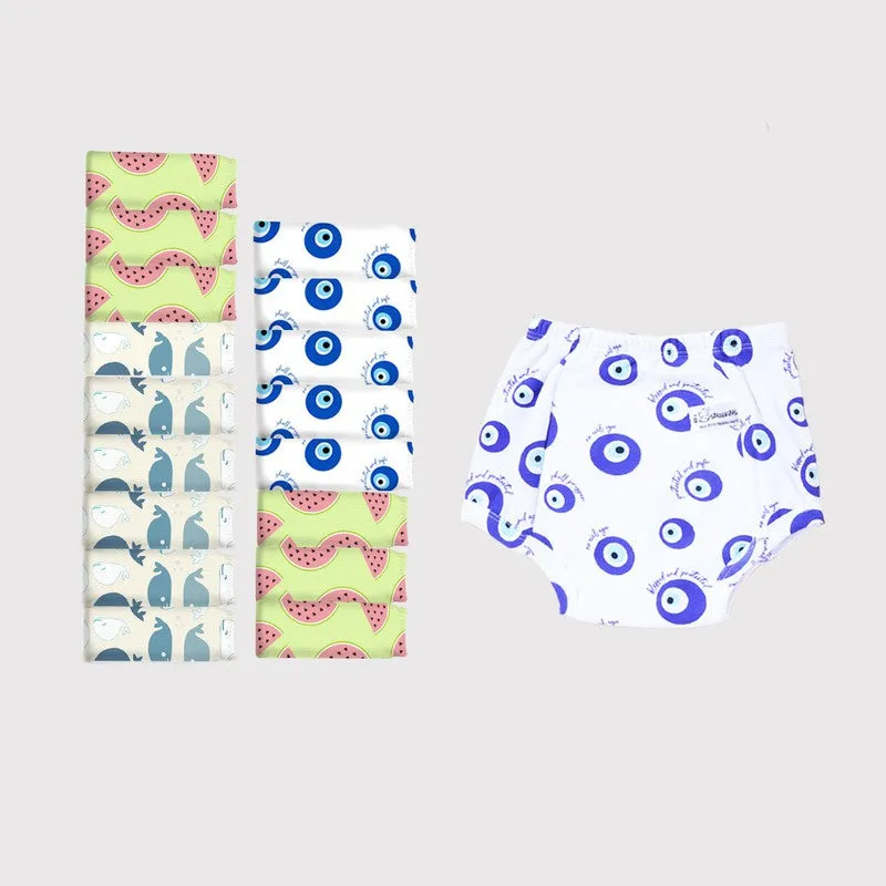 Playtime Trio Size 3 - Snug Potty Training Pull-up Pants Kids 100% Cotton (Fits 3-4 years) - Pack of 18