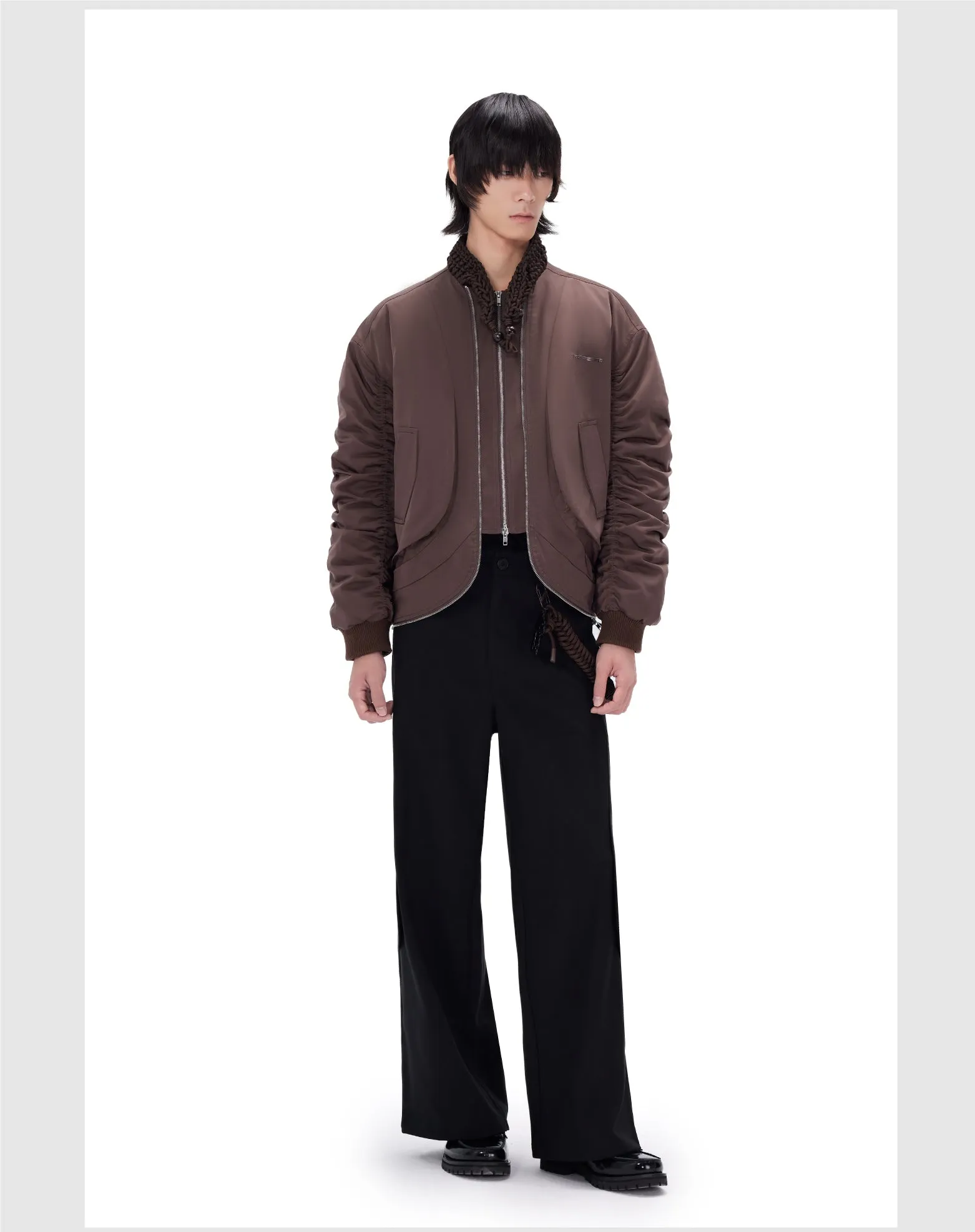 Pleated cotton casual jacket