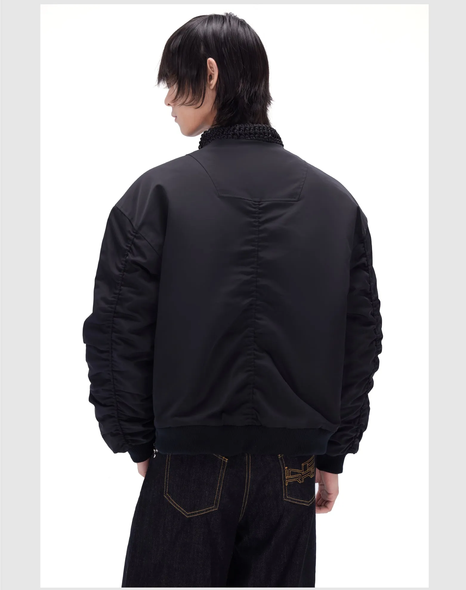 Pleated cotton casual jacket
