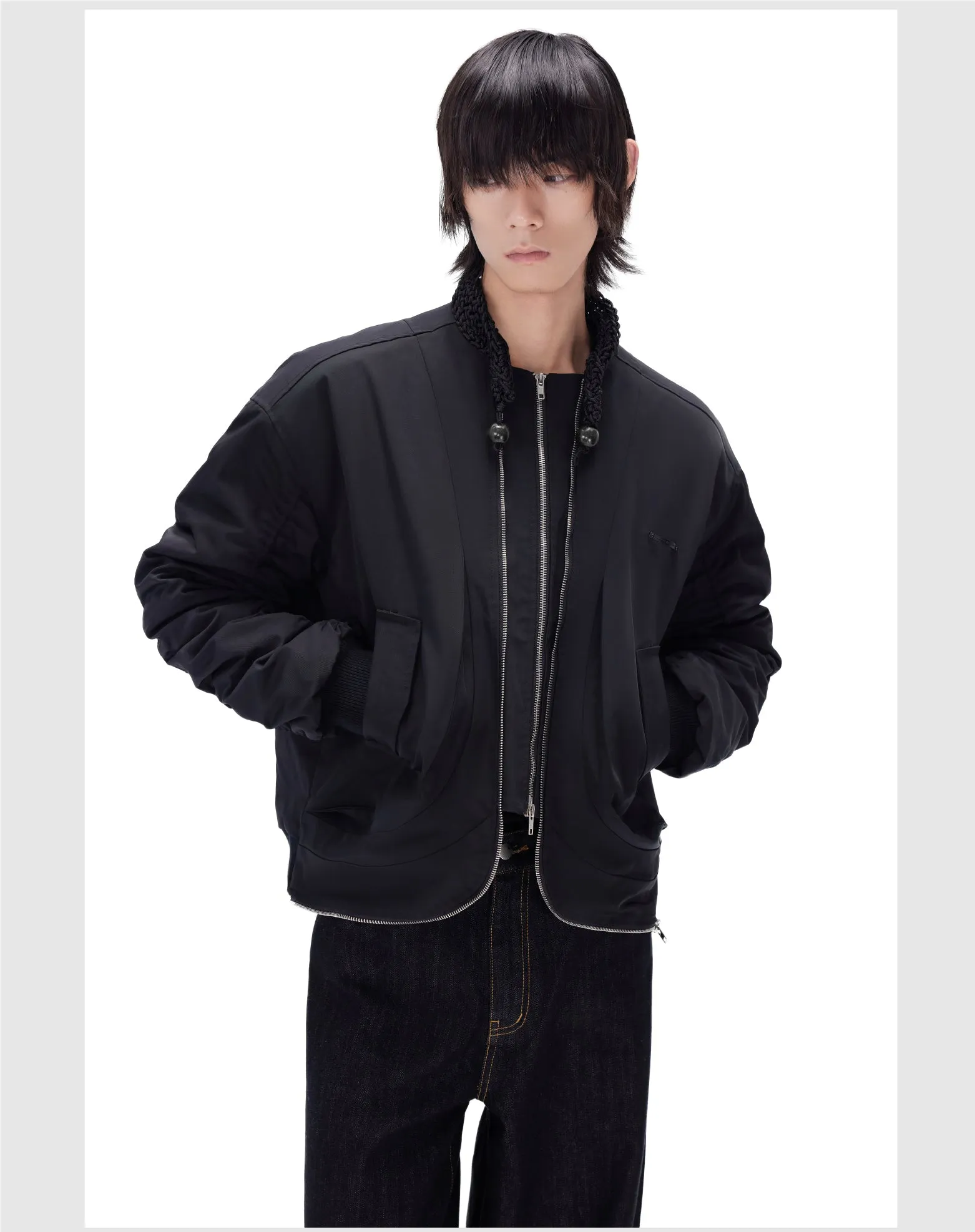 Pleated cotton casual jacket