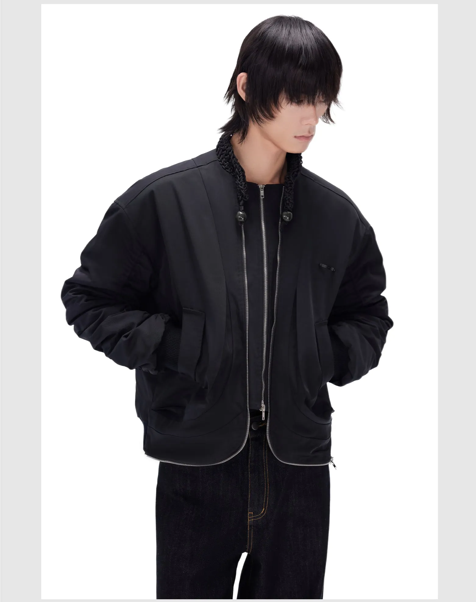 Pleated cotton casual jacket