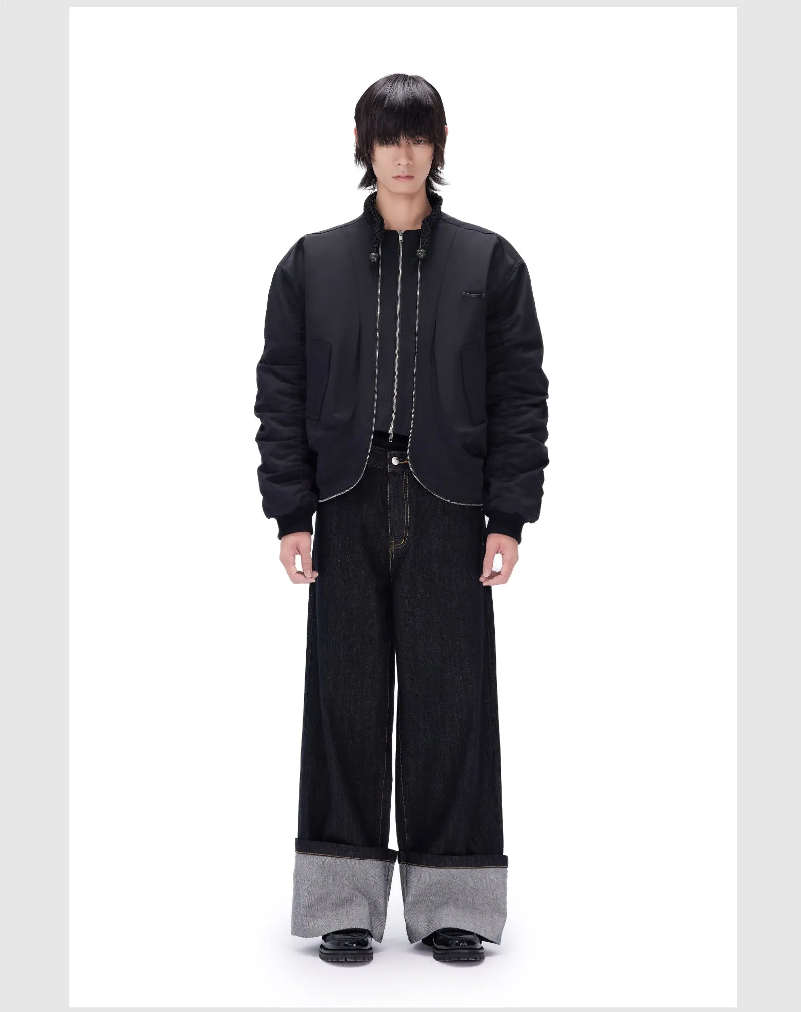 Pleated cotton casual jacket