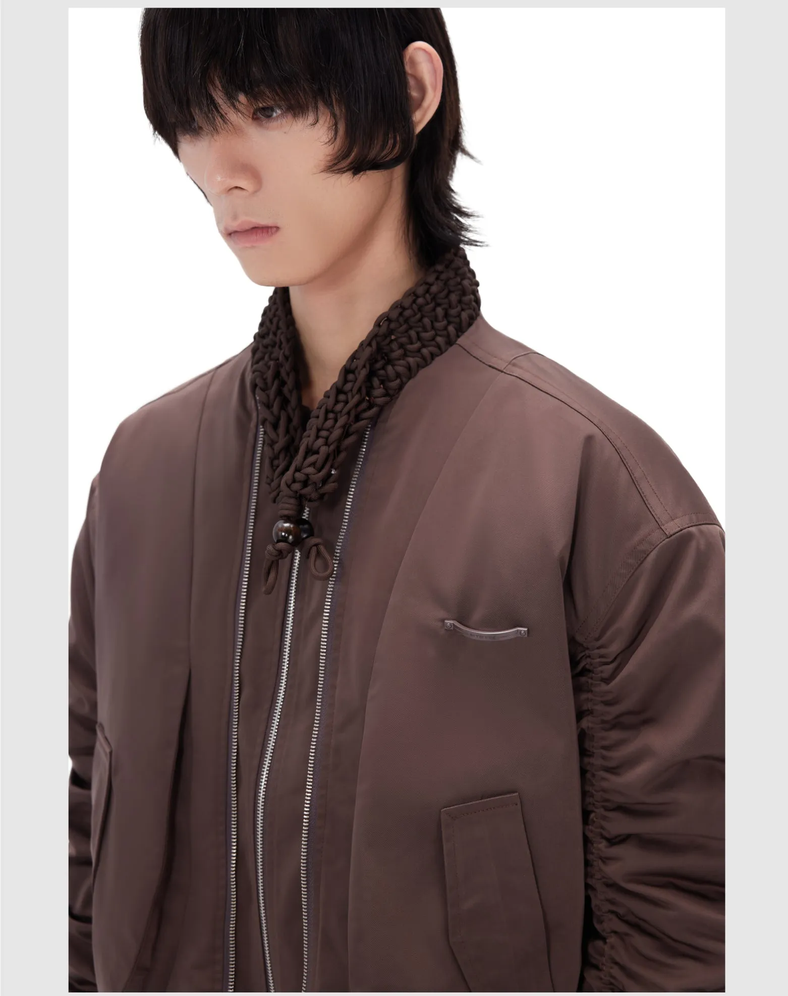 Pleated cotton casual jacket
