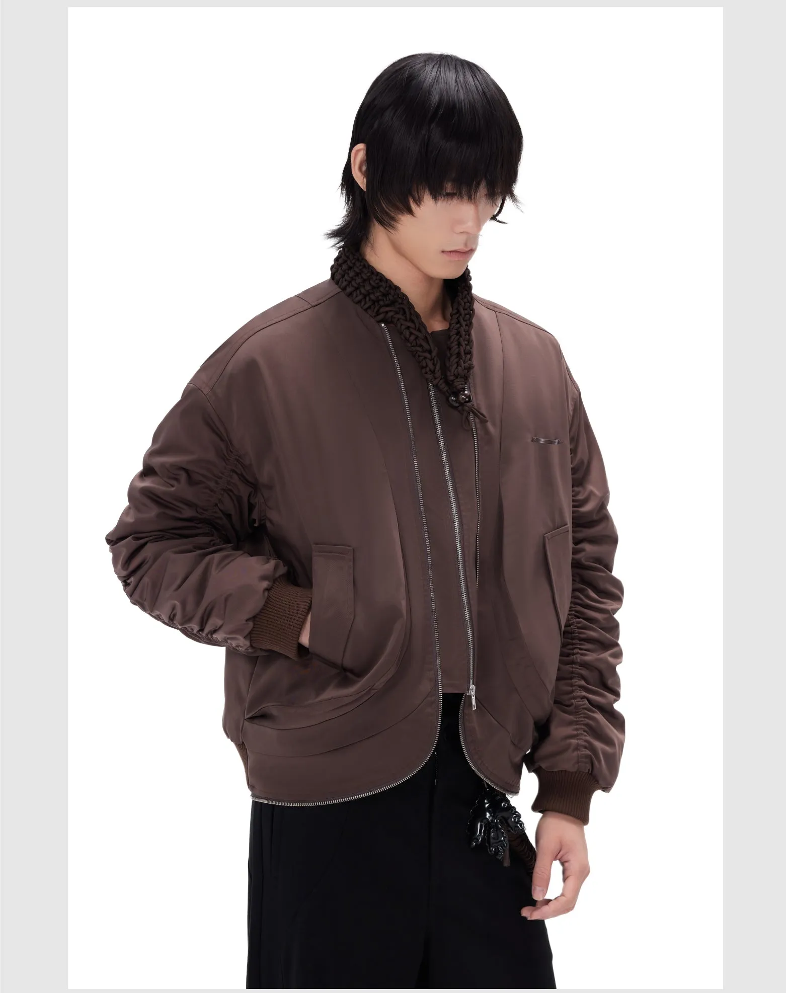Pleated cotton casual jacket