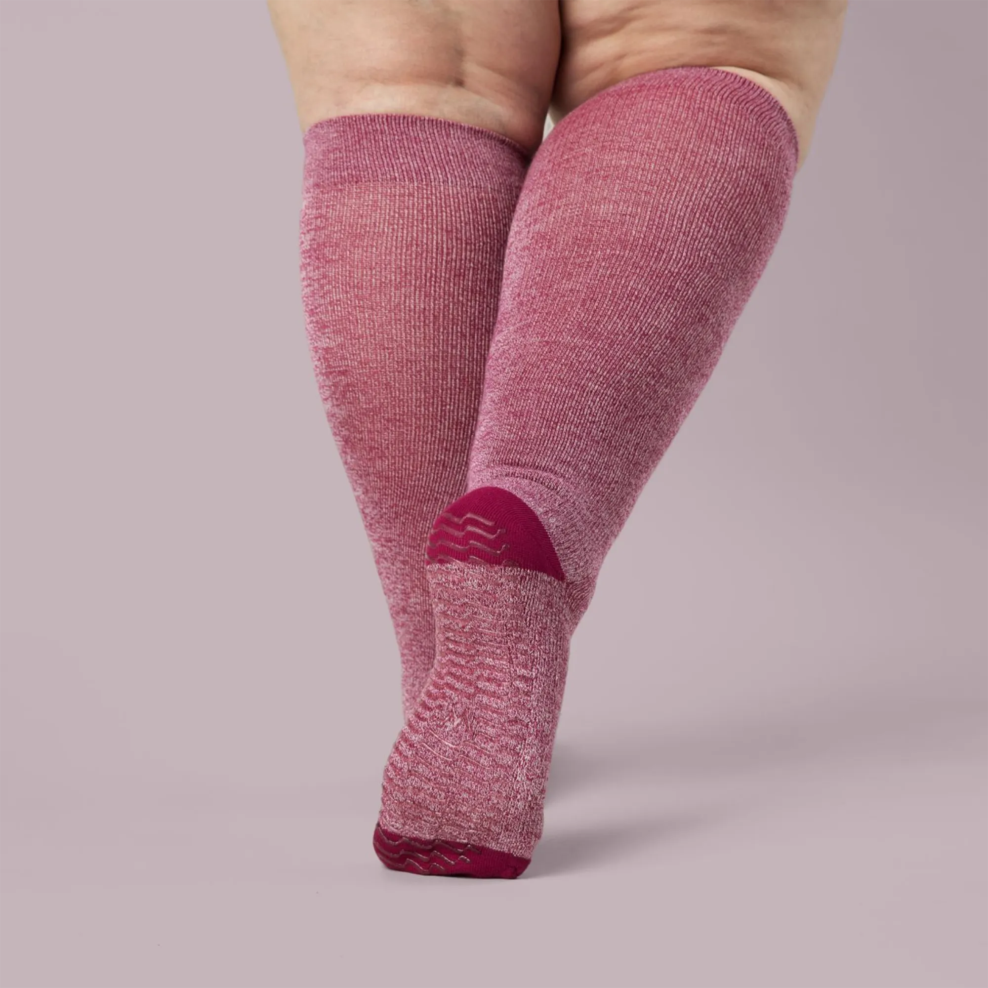 Plum Twist - Grip Socks - Wide Calf - 3 Pack