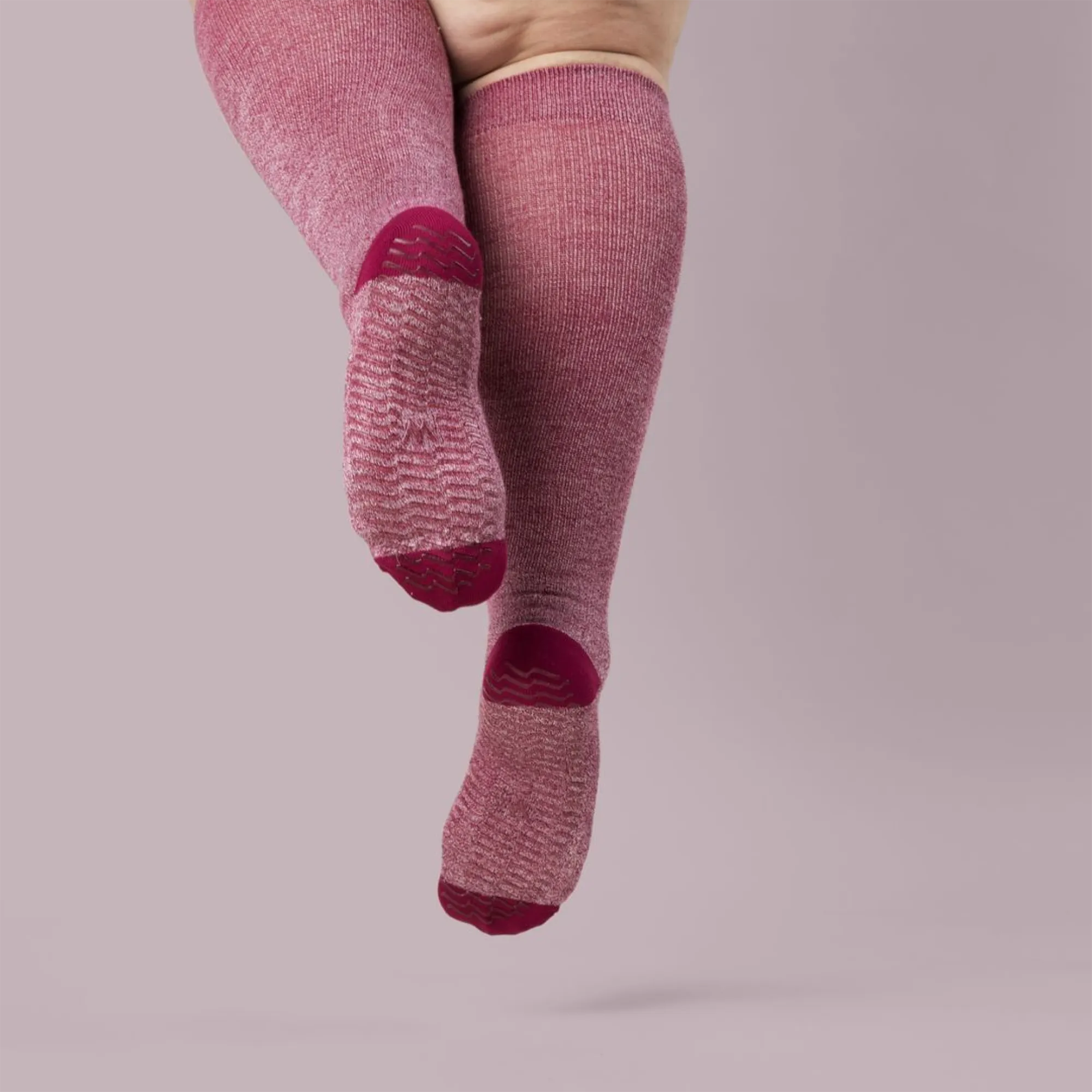 Plum Twist - Grip Socks - Wide Calf - 3 Pack