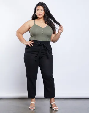 Plus Size Cambrie Paper Bag Pants